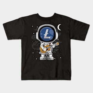 Astronaut Guitar Litecoin LTC Coin To The Moon Crypto Token Cryptocurrency Blockchain Wallet Birthday Gift For Men Women Kids Kids T-Shirt